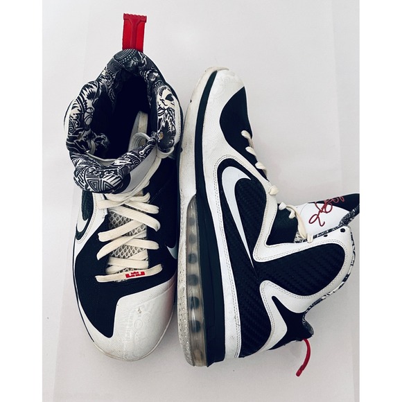 Nike LeBron 9 Basketball Shoes Men's Size 12 Black White Red 469764 101 - Picture 13 of 16